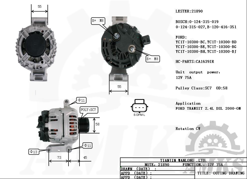 This is a picture of 21890 bosch alternator