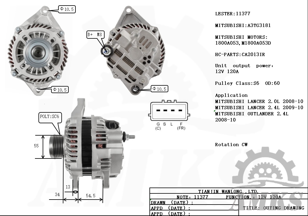 This is a picture of 11377 mitsubishi alternators