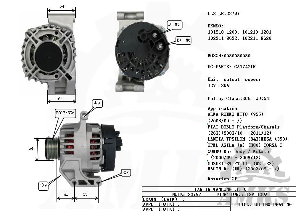 This is 22797 denso alternator photo