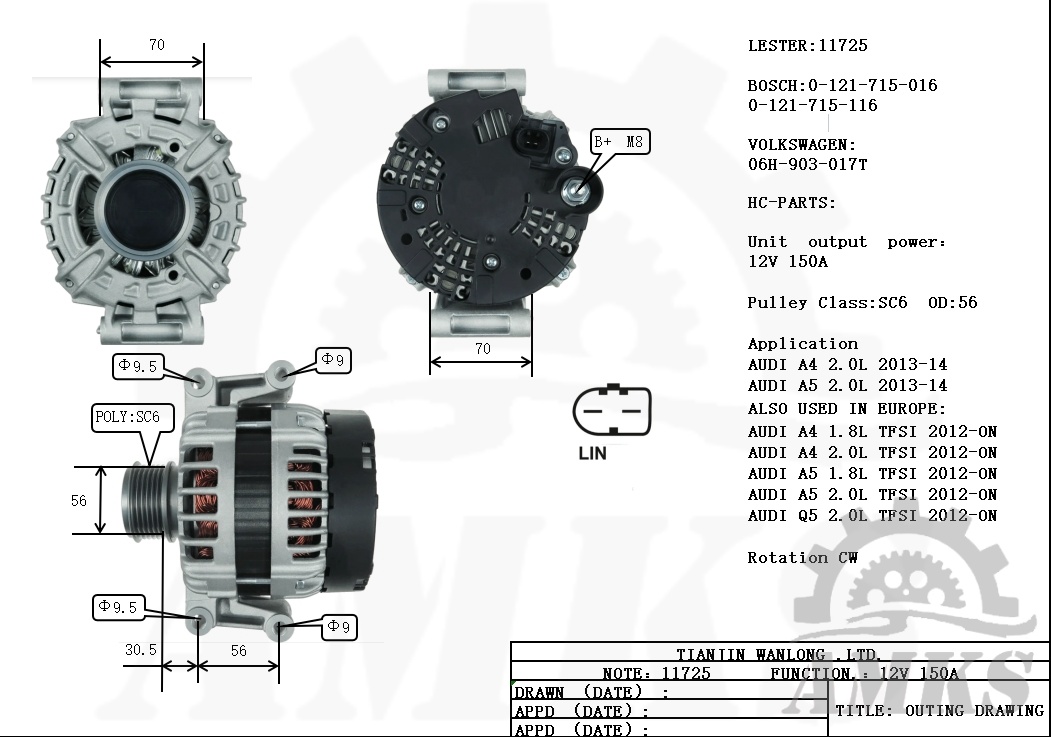 This is a picture of 11725 bosch alternator