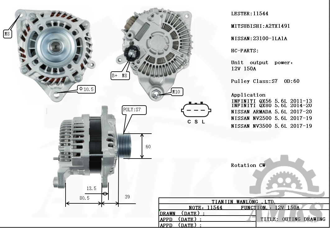 This is a picture of 11544 mitsubishi alternators