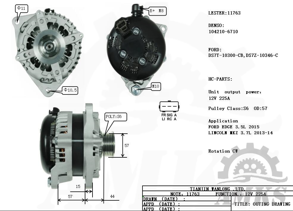 This is 11763 denso alternator photo