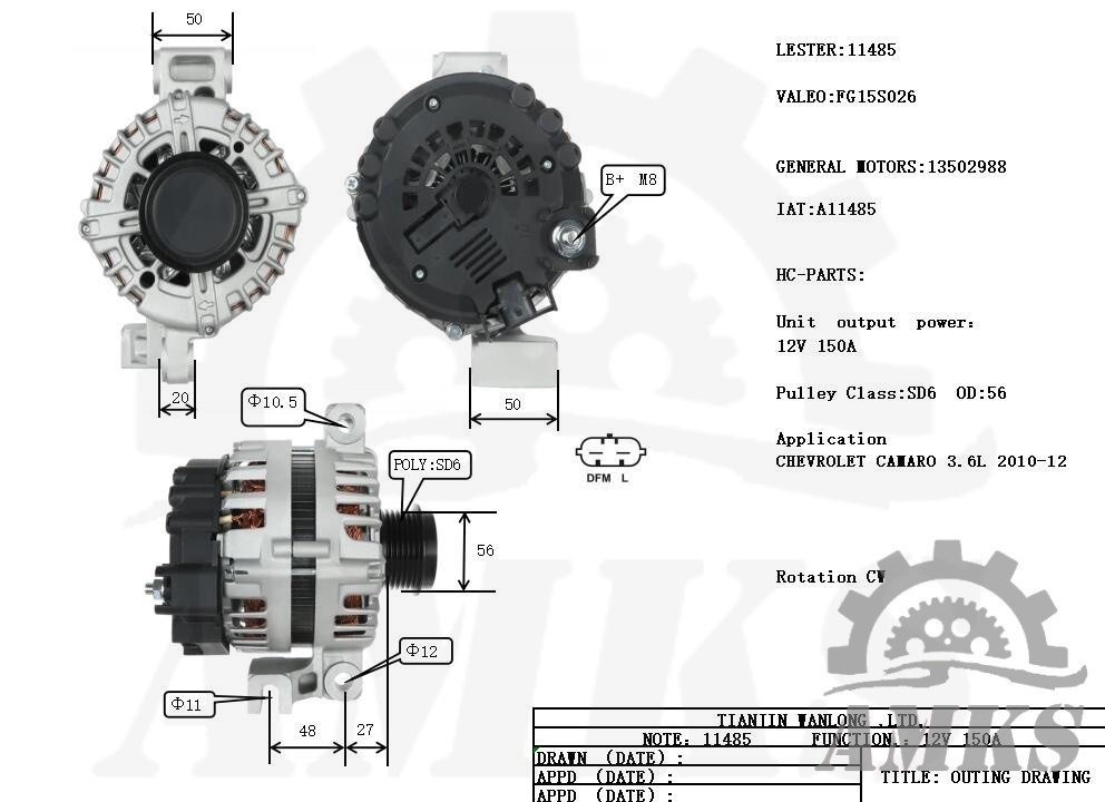 This is a picture of 11485 valeo alternators